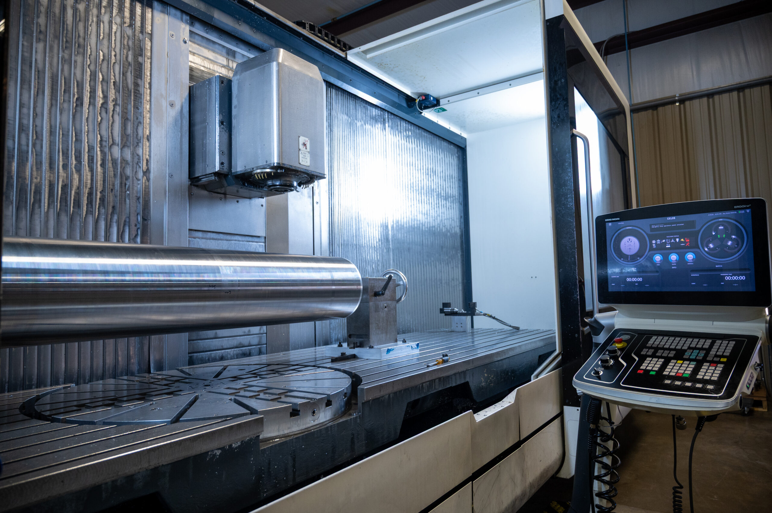 Mazak mill-turn running an operation on a metal part