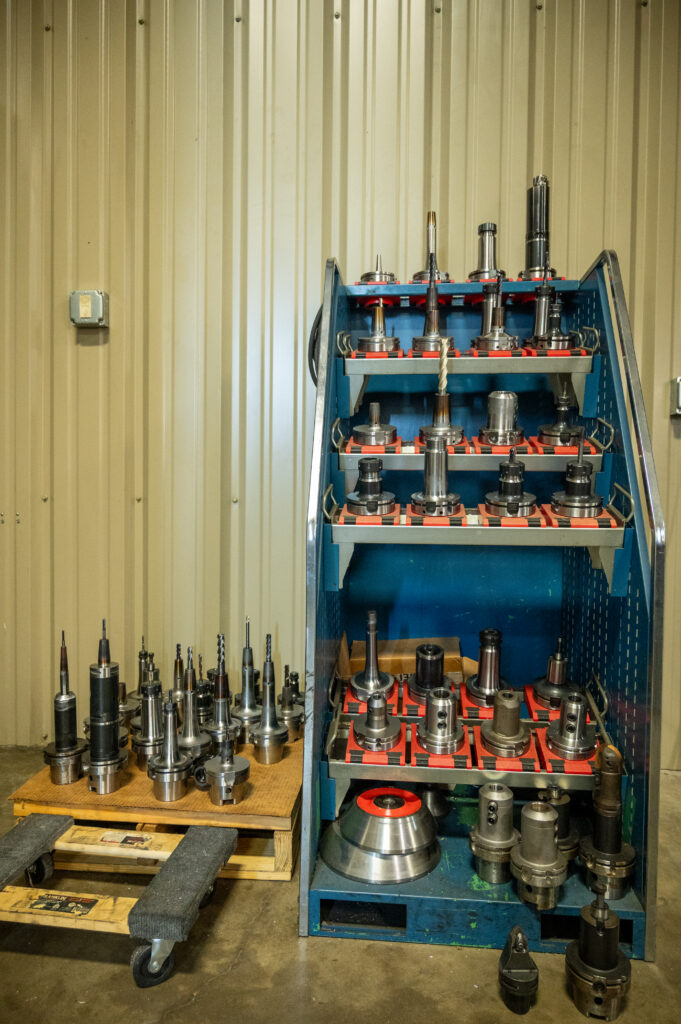 Tooling stand inside a Louisiana manufacturing shop