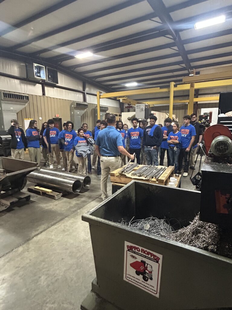 High school students learning manufacturing at Coastal Machine & Supply in Louisiana